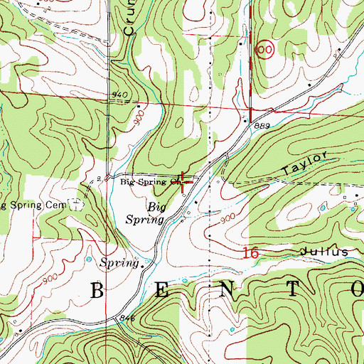 Topographic Map of Big Spring Church, MO