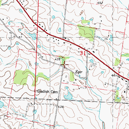 Topographic Map of Big Spring School (historical), MO