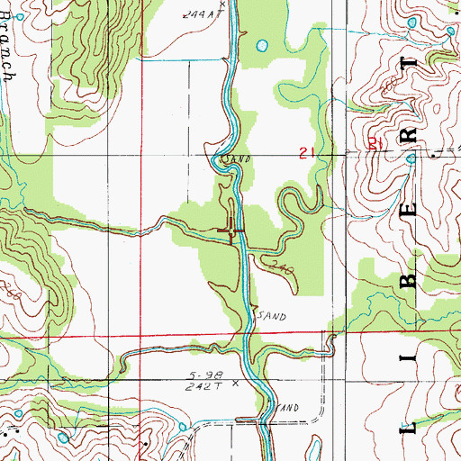 Topographic Map of Birch Branch, MO