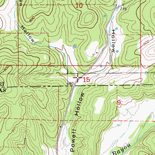 Topographic Map of Biven Hollow, MO
