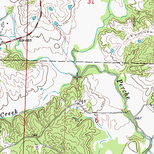 Topographic Map of Blaze Creek, MO