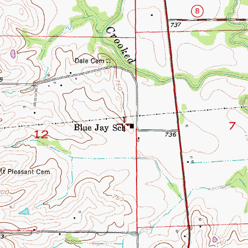 Topographic Map of Blue Jay School, MO