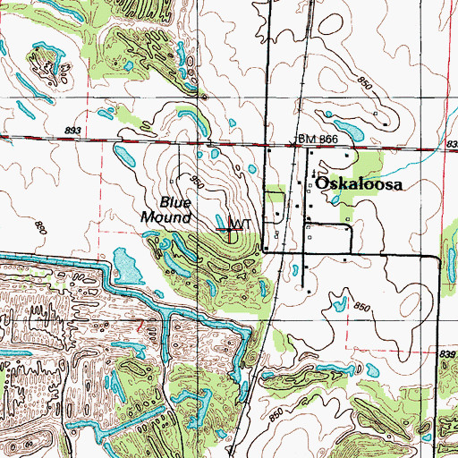 Topographic Map of Blue Mound, MO