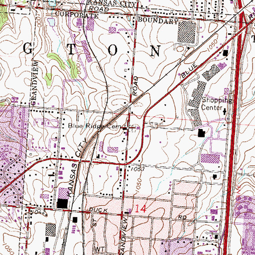Topographic Map of Blue Ridge Cemetery, MO