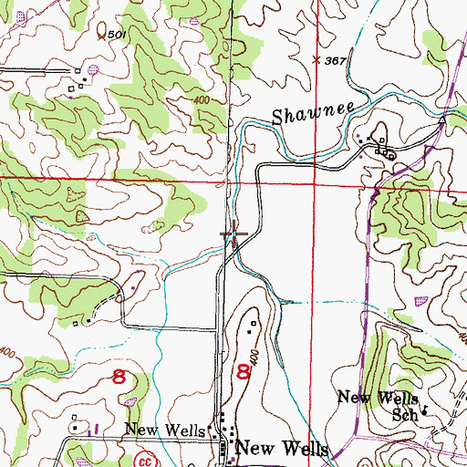 Topographic Map of Blue Shawnee Creek, MO