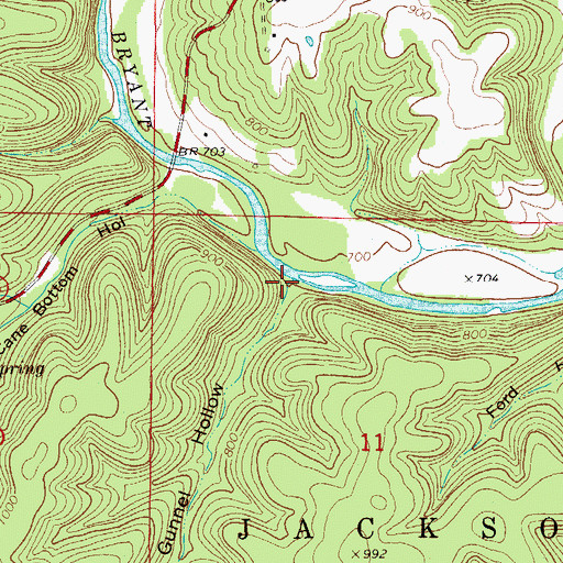 Topographic Map of Boat Gunnel Hollow, MO