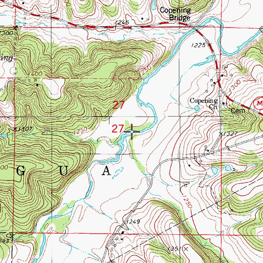 Topographic Map of Bracken Creek, MO