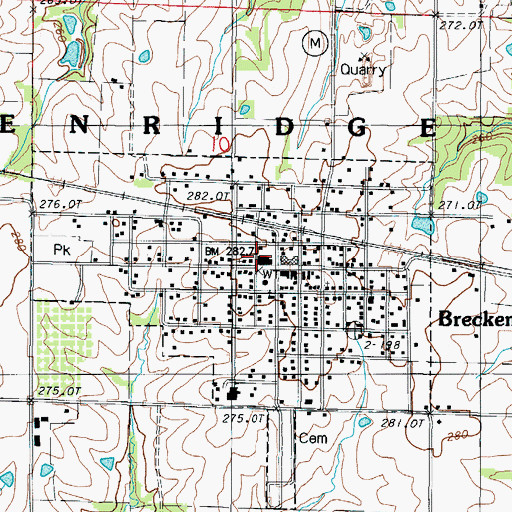 Topographic Map of Breckenridge, MO