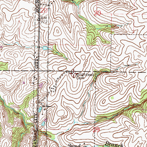Topographic Map of Brightwell Cemetery, MO