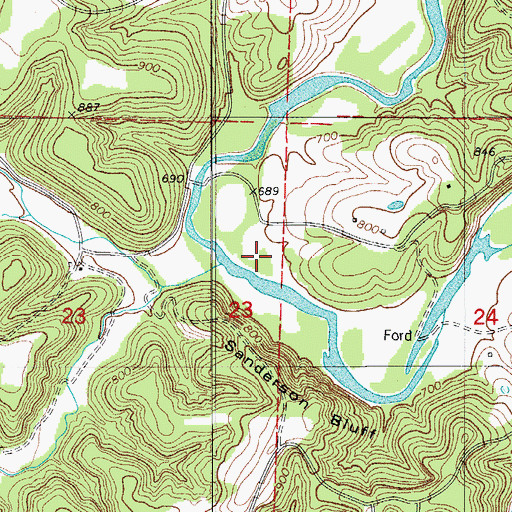 Topographic Map of Broadus Branch, MO