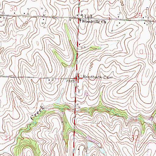 Topographic Map of Brodback Cemetery, MO