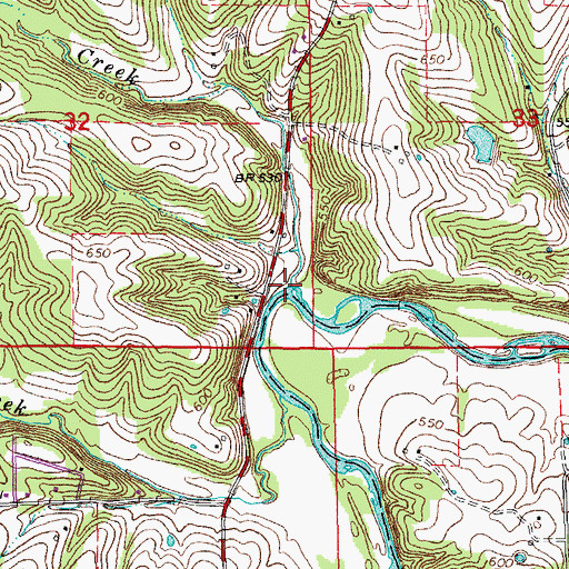 Topographic Map of Buescher Creek, MO