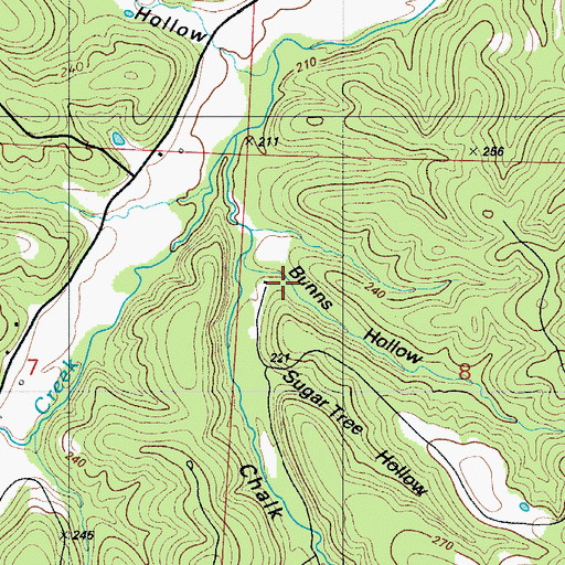 Topographic Map of Bunns Hollow, MO