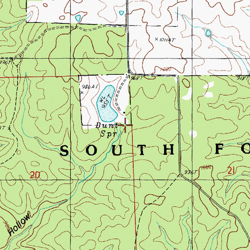 Topographic Map of Bunt Spring, MO