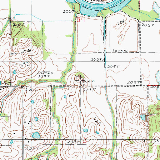 Topographic Map of Burnside Cemetery, MO