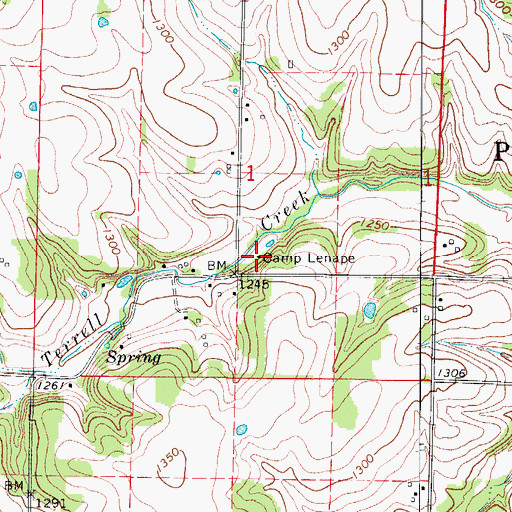 Topographic Map of Camp Lenape, MO