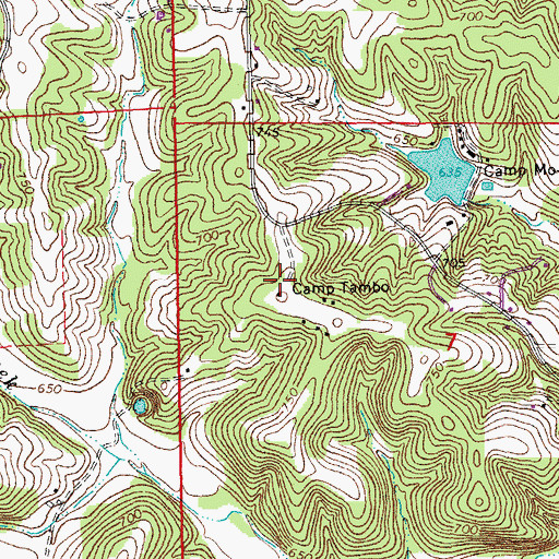 Topographic Map of Camp Tambo, MO