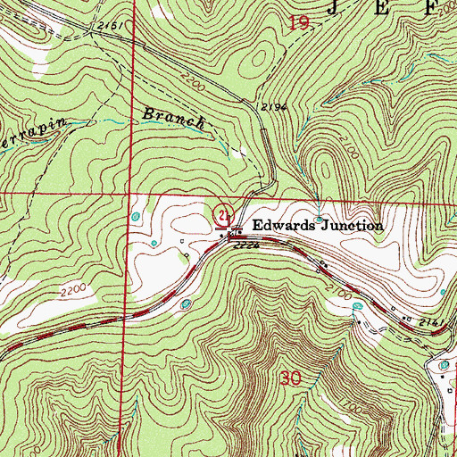 Topographic Map of Edwards Junction, AR