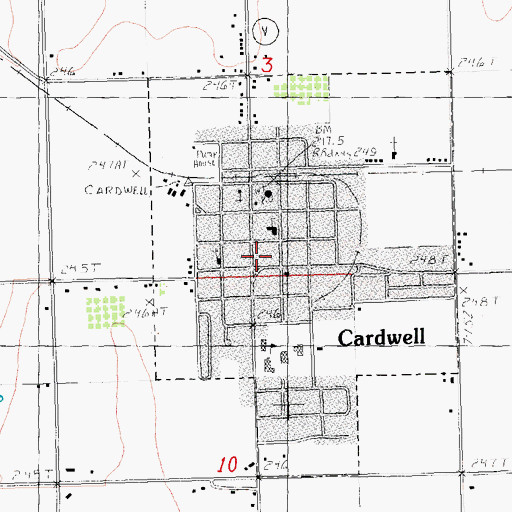 Topographic Map of Cardwell, MO