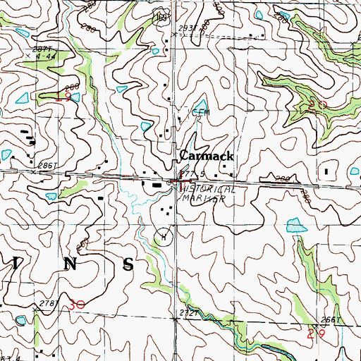 Topographic Map of Carmack, MO
