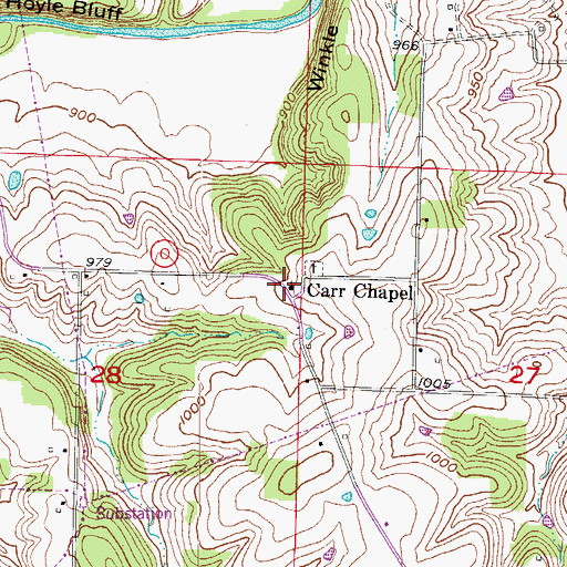 Topographic Map of Carr Chapel, MO