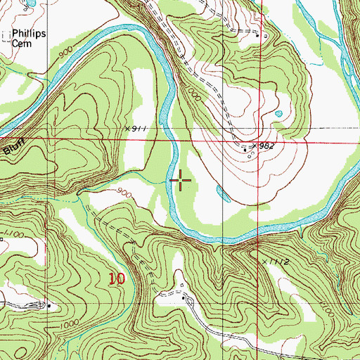 Topographic Map of Cave Creek, MO