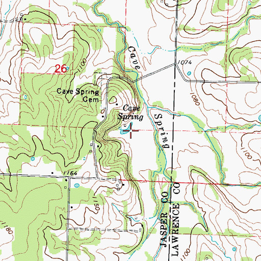 Topographic Map of Cave Spring, MO