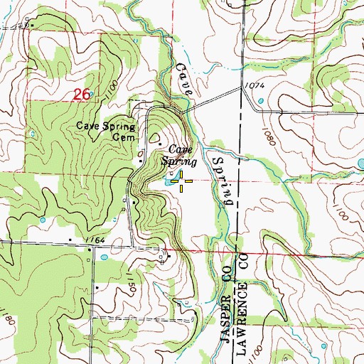 Topographic Map of Cave Spring, MO