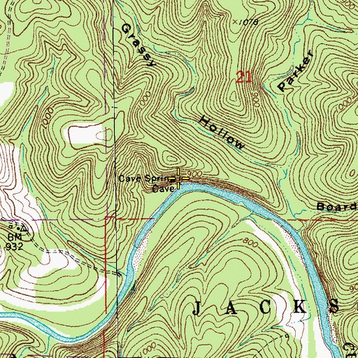 Topographic Map of Cave Spring, MO