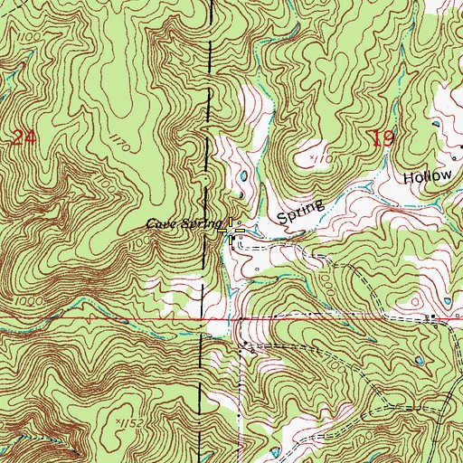 Topographic Map of Cave Spring, MO
