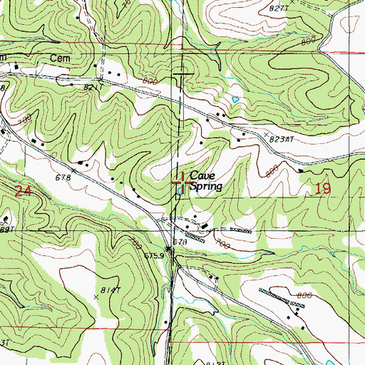 Topographic Map of Cave Spring, MO