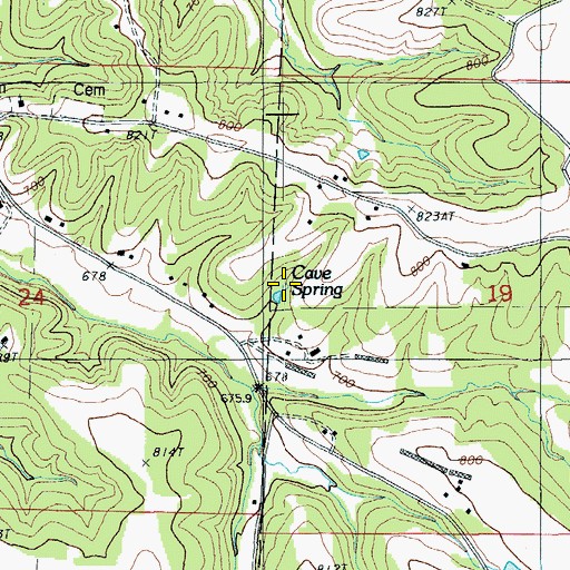 Topographic Map of Cave Spring, MO