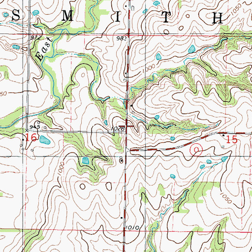 Topographic Map of Center East School, MO