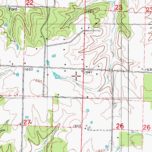 Topographic Map of Center Point School, MO