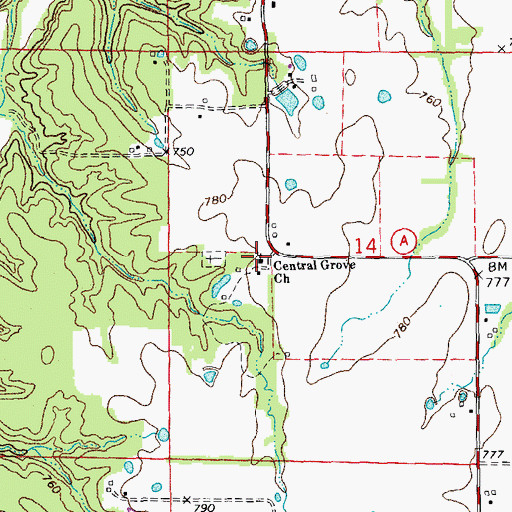 Topographic Map of Central Grove Church, MO