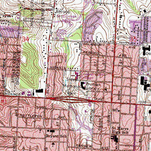 Topographic Map of Central State College (historical), MO