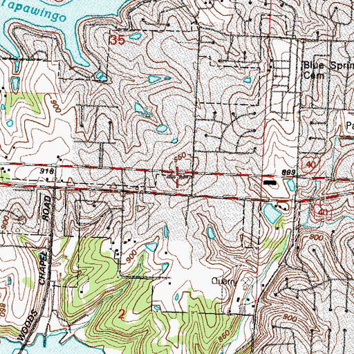 Topographic Map of Chapel Hill Church, MO