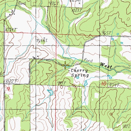 Topographic Map of Cherry Spring, MO