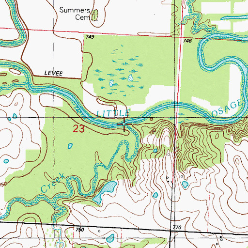 Topographic Map of Christian Creek, MO