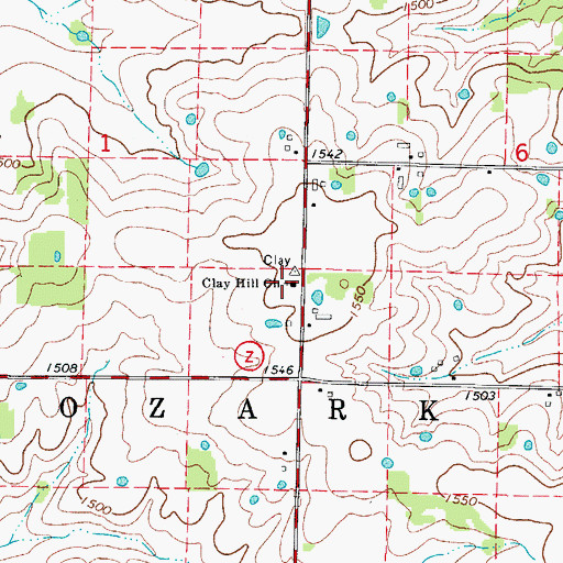 Topographic Map of Clay Hill Church, MO