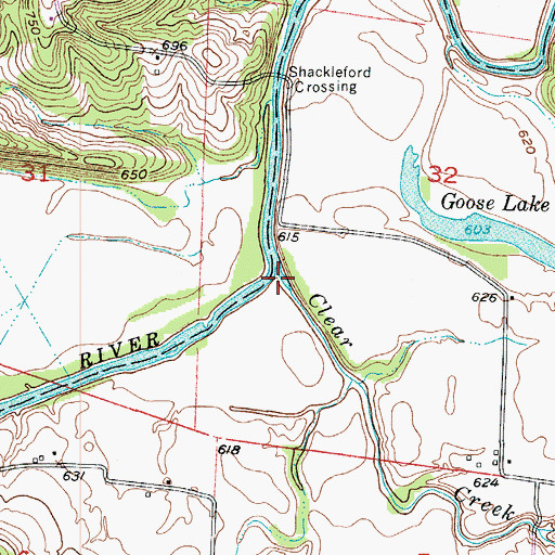 Topographic Map of Clear Creek, MO