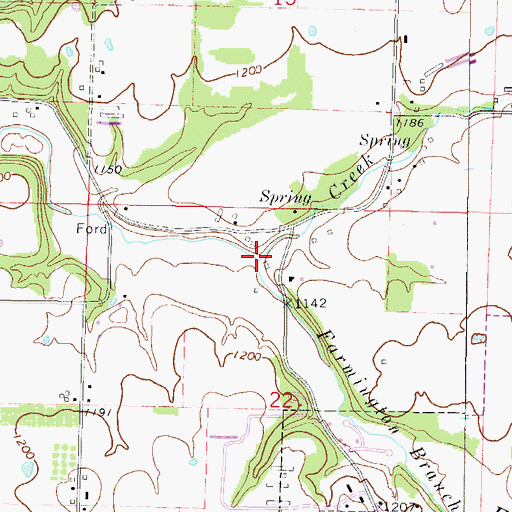 Topographic Map of Farmington Branch, AR