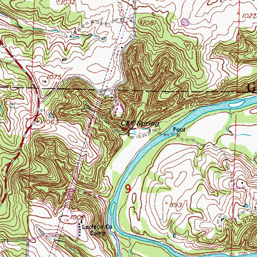 Topographic Map of Cliff Spring, MO