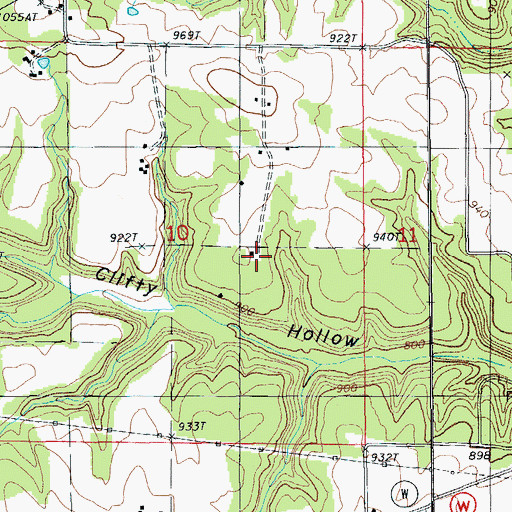 Topographic Map of Clifty School, MO