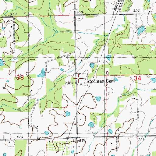 Topographic Map of Cochran Cemetery, MO