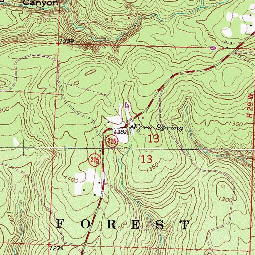 Topographic Map of Fern Spring, AR