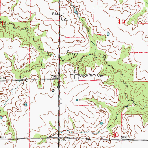 Topographic Map of Cockrum Cemetery, MO