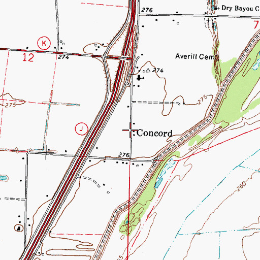 Topographic Map of Concord, MO