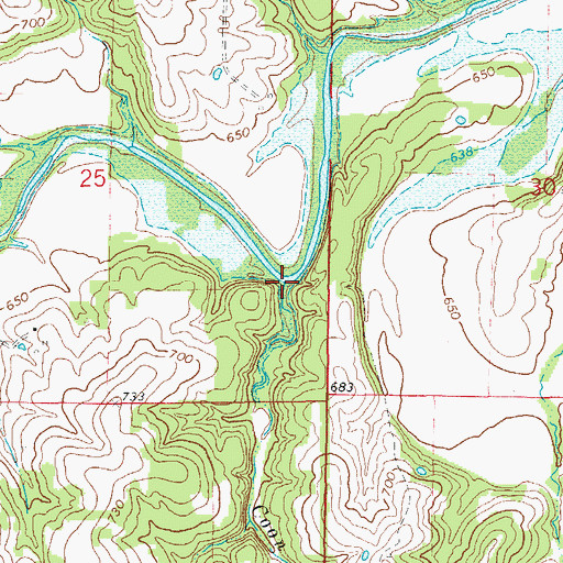 Topographic Map of Coon Creek, MO