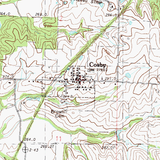 Topographic Map of Cosby, MO